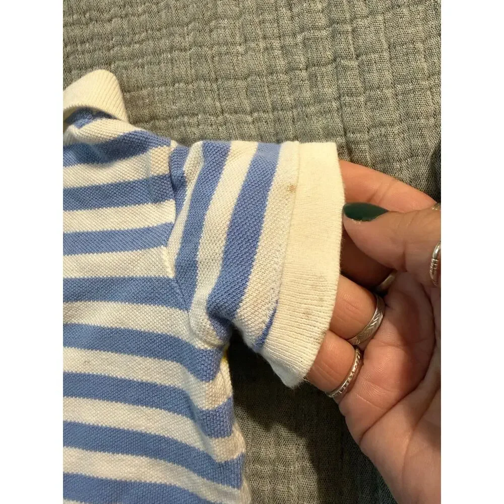 Ralph Lauren Baby Polo Shirt Striped Blue Yellow Top Size 9 Months 100% Cotton